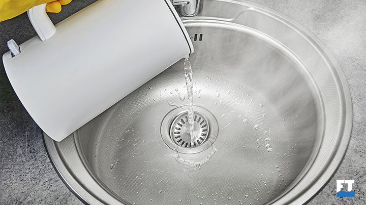 Flush Drains with Hot Water Weekly